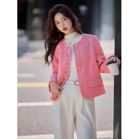 FA51335# 小香风双面羊绒大衣女短款秋冬新款小个子气质显瘦羊毛呢外套 服裝批發女裝批發服飾貨源