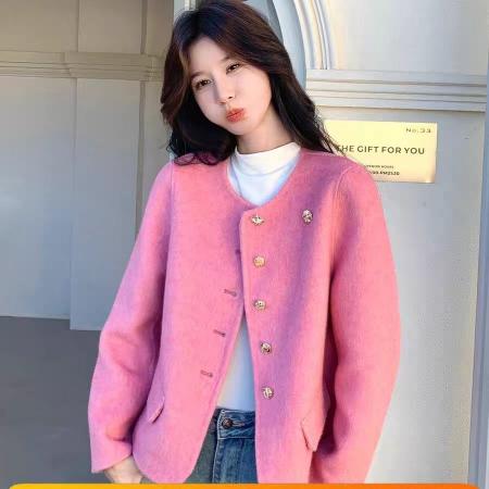 FA51335# 小香风双面羊绒大衣女短款秋冬新款小个子气质显瘦羊毛呢外套 服裝批發女裝批發服飾貨源