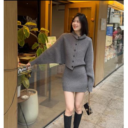 FA51337# 圣诞套装冬季新款洋气毛衣上衣＋高腰半身裙两件套 服裝批發女裝批發服飾貨源