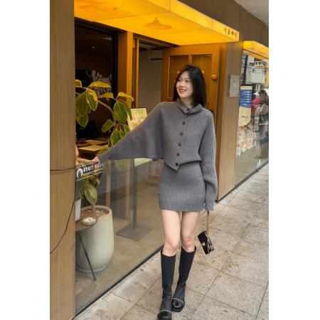 FA51337# 圣诞套装冬季新款洋气毛衣上衣＋高腰半身裙两件套 服裝批發女裝批發服飾貨源