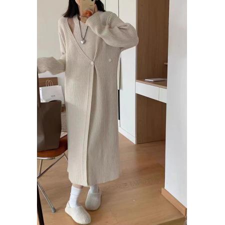 FA51340# 大码女装秋冬新款慵懒风针织长裙韩版宽松型休闲长袖毛衣连衣裙 服裝批發女裝批發服飾貨源