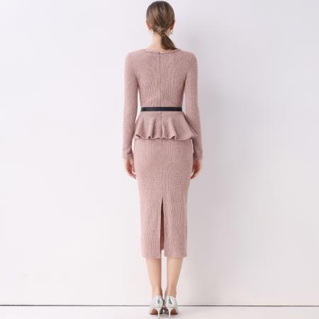 FA51357# 法式名媛轻熟风气质轻奢小香风假两件连衣裙女高级感送腰带 服裝批發女裝批發服飾貨源