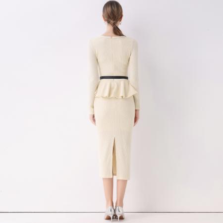 FA51358# 法式名媛轻熟风气质轻奢小香风假两件连衣裙女高级感送腰带 服裝批發女裝批發服飾貨源