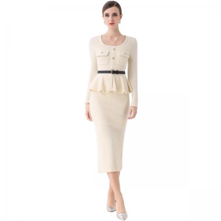 FA51358# 法式名媛轻熟风气质轻奢小香风假两件连衣裙女高级感送腰带 服裝批發女裝批發服飾貨源