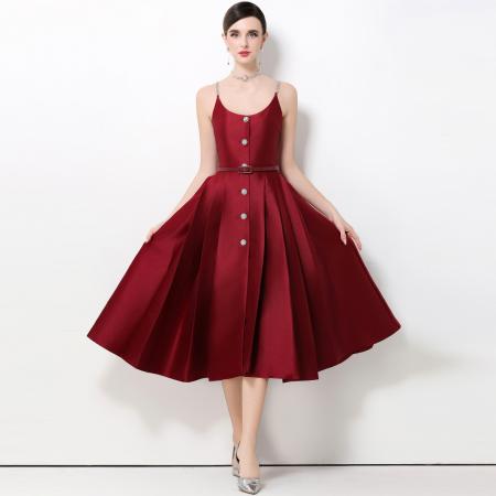 FA51367# 性感吊带镶钻露背名媛高端大裙摆连衣裙礼服裙 服裝批發女裝批發服飾貨源