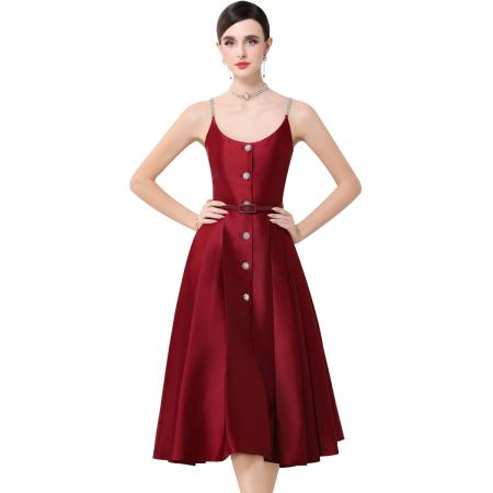 FA51367# 性感吊带镶钻露背名媛高端大裙摆连衣裙礼服裙 服裝批發女裝批發服飾貨源