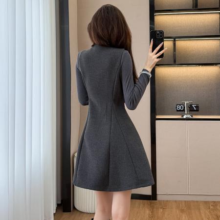 FA51381# 款法式复古气质半高领打底衫收腰显瘦背心裙洋气减龄两件套女 服裝批發女裝批發服飾貨源