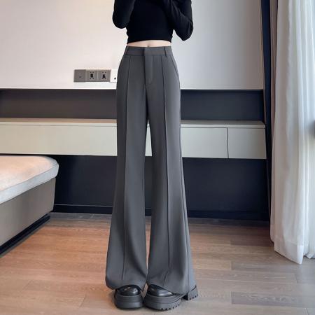 FA51395# 西装微喇裤女秋季高腰显瘦垂感喇叭裤休闲直筒拖地马蹄裤 服裝批發女裝批發服飾貨源