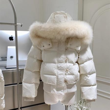 FA51396# 网红尹千金同款可拆卸帽芬兰雪境纯色连帽大毛领棉袄学生外套棉服 服裝批發女裝批發服飾貨源