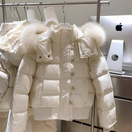 FA51396# 网红尹千金同款可拆卸帽芬兰雪境纯色连帽大毛领棉袄学生外套棉服 服裝批發女裝批發服飾貨源