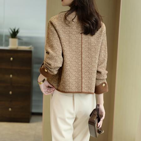 FA51418# 小香风圆领针织短外套秋韩系气质百搭美拉德上衣女 服裝批發女裝批發服飾貨源