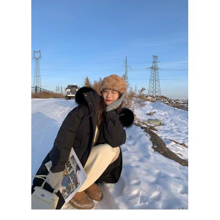 FA51425# 大毛领胡楚靓羽绒服女中长款ins冬季新款过膝小个子棉服外套棉衣 服裝批發女裝批發服飾貨源