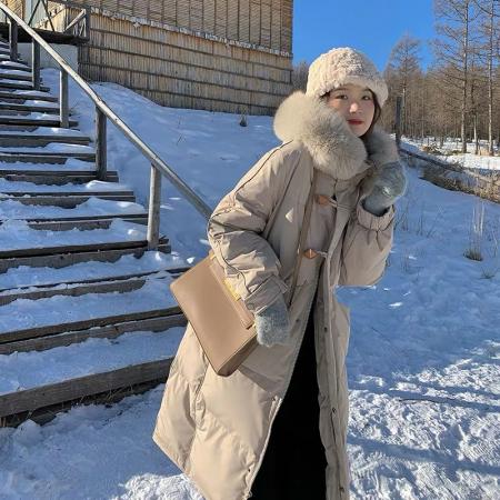 FA51425# 大毛领胡楚靓羽绒服女中长款ins冬季新款过膝小个子棉服外套棉衣 服裝批發女裝批發服飾貨源