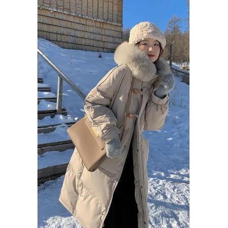 FA51425# 大毛领胡楚靓羽绒服女中长款ins冬季新款过膝小个子棉服外套棉衣 服裝批發女裝批發服飾貨源