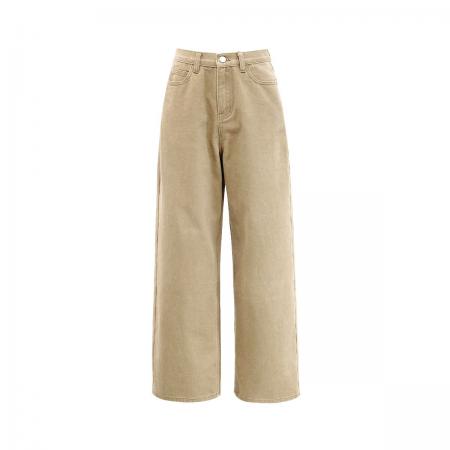 FA51437# 美式复古秋冬新款牛仔长裤垂感舒适显瘦拖地百搭日常慵懒风宽松 服裝批發女裝批發服飾貨源