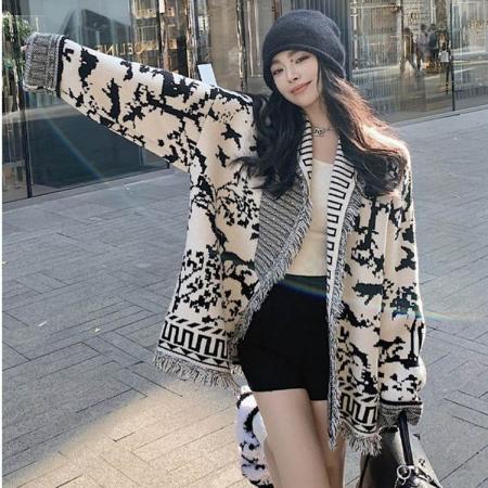 FA51451# 针织毛衣女韩版气质小香风针织开衫外套复古设计感小众流苏毛衣 服裝批發女裝批發服飾貨源