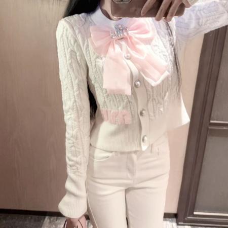 FA51467# 千金名媛蝴蝶结甜美麻花长袖针织开衫女小个子毛衣LXYG秋冬 服裝批發女裝批發服飾貨源