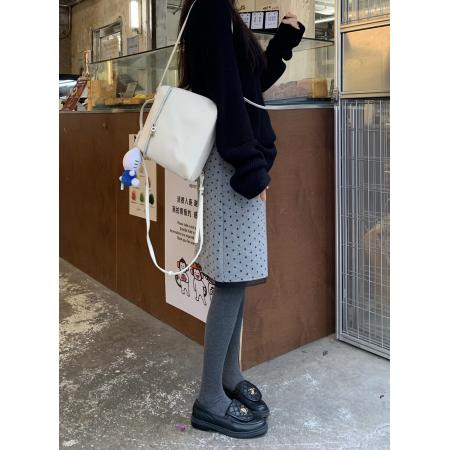 FA51473# 韩系复古蕾丝边高腰波点磨毛半身裙百搭毛呢中长裙 服裝批發女裝批發服飾貨源