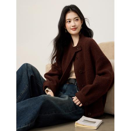 FA51481# 立领大衣外套女新款秋冬韩版宽松百搭显瘦短款夹克夹棉棉衣 服裝批發女裝批發服飾貨源