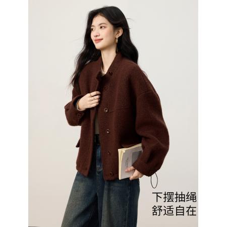 FA51481# 立领大衣外套女新款秋冬韩版宽松百搭显瘦短款夹克夹棉棉衣 服裝批發女裝批發服飾貨源