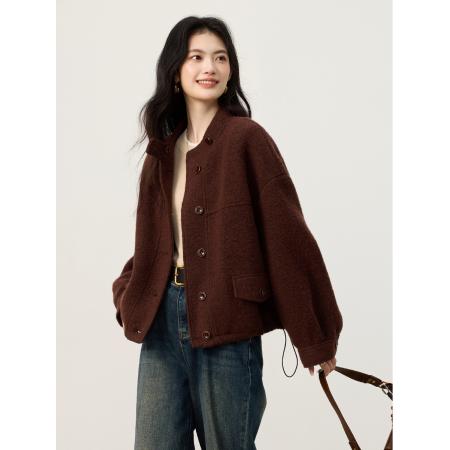 FA51481# 立领大衣外套女新款秋冬韩版宽松百搭显瘦短款夹克夹棉棉衣 服裝批發女裝批發服飾貨源