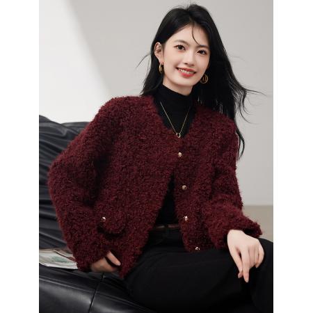 FA51483# 羊羔毛皮毛一体短外套女冬气质小个子高级感小香风高端仿皮草 服裝批發女裝批發服飾貨源