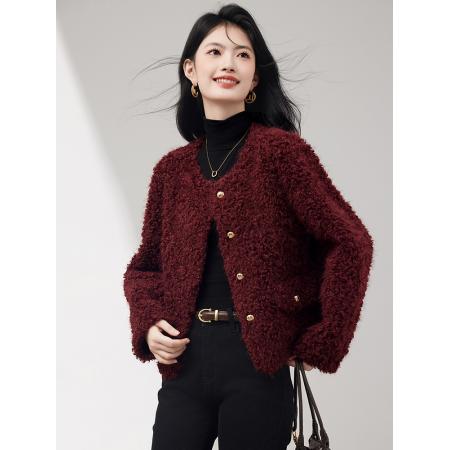 FA51483# 羊羔毛皮毛一体短外套女冬气质小个子高级感小香风高端仿皮草 服裝批發女裝批發服飾貨源