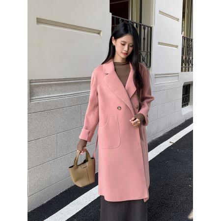FA51494# 韩系网红秋冬浴袍长款双面呢绒大/外套毛呢大衣/外套经典款毛呢 服裝批發女裝批發服飾貨源