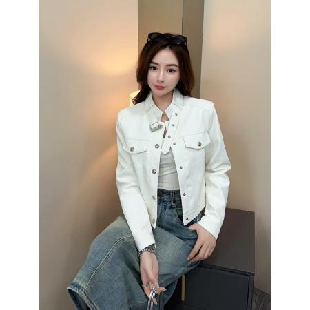 FA51496# 复古高级感PU外套黑色百搭短款机车皮衣夹克女小众腔调帅气韩版 服裝批發女裝批發服飾貨源