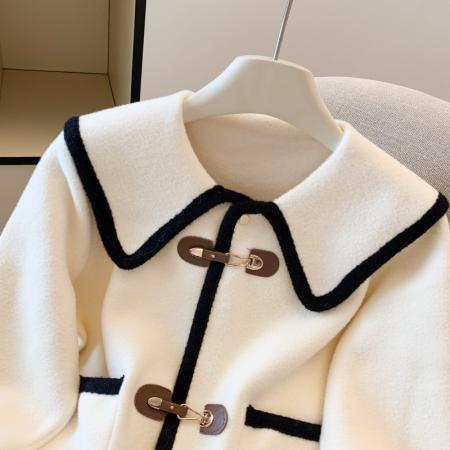 FA51510# 高品质撞色小香风仿貂绒红色毛衣外套女上衣设计感小众简约 服裝批發女裝批發服飾貨源