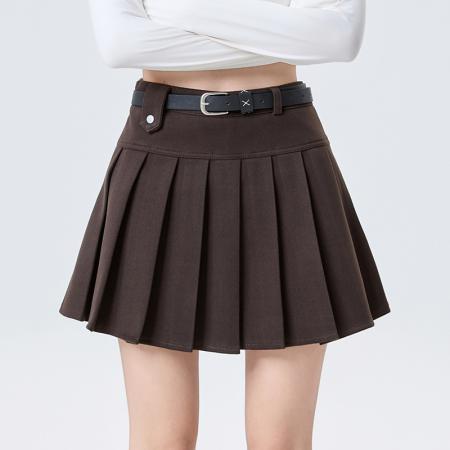 FA51513# 百褶毛呢半身裙女秋冬新款韩版高腰显瘦防走光A字短裙 服裝批發女裝批發服飾貨源