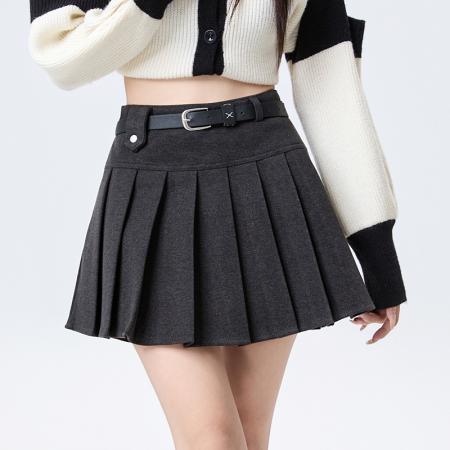 FA51513# 百褶毛呢半身裙女秋冬新款韩版高腰显瘦防走光A字短裙 服裝批發女裝批發服飾貨源