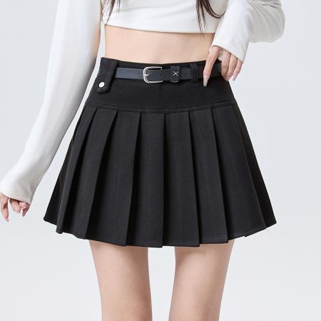 FA51513# 百褶毛呢半身裙女秋冬新款韩版高腰显瘦防走光A字短裙 服裝批發女裝批發服飾貨源