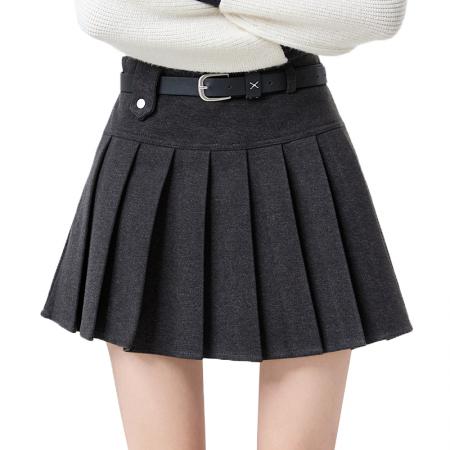 FA51513# 百褶毛呢半身裙女秋冬新款韩版高腰显瘦防走光A字短裙 服裝批發女裝批發服飾貨源