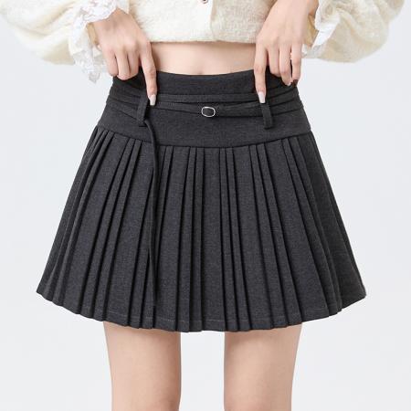 FA51516# 韩版毛呢百褶半身裙女秋冬学院风高腰显瘦防走光A字短裙 服裝批發女裝批發服飾貨源