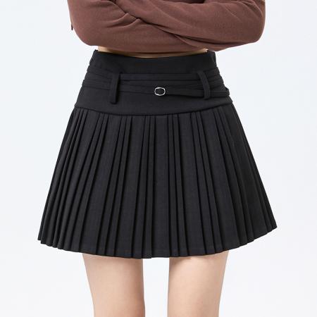FA51516# 韩版毛呢百褶半身裙女秋冬学院风高腰显瘦防走光A字短裙 服裝批發女裝批發服飾貨源