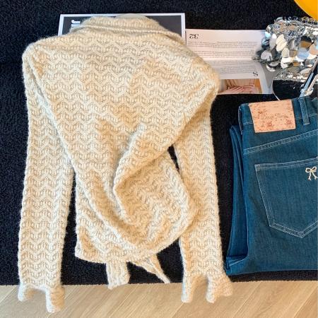 FA51519# ～纯欲性感V领蕾丝拼接气质上衣女撞色修身小个子长袖打底衫 服裝批發女裝批發服飾貨源