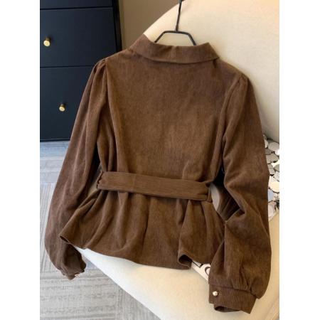 FA51528# 复古假两件拼接收腰格子衬衫女秋冬季百搭高级感气质显瘦长袖上衣 服裝批發女裝批發服飾貨源