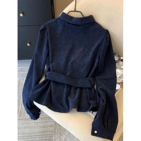 FA51528# 复古假两件拼接收腰格子衬衫女秋冬季百搭高级感气质显瘦长袖上衣 服裝批發女裝批發服飾貨源