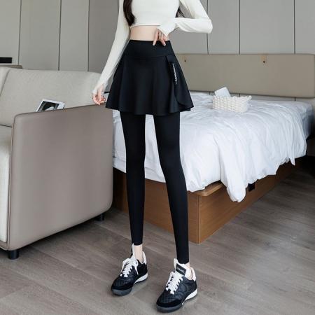 FA51536# 大码胖mm假两件鲨鱼裤裙屁帘女冬季加绒女高腰薄款健身打底裤 服裝批發女裝批發服飾貨源