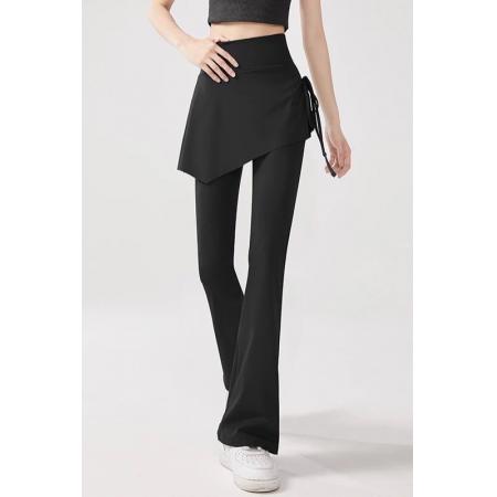 FA51537# 新款假两件高腰运动女裤提臀裤裙喇叭健身遮胯显瘦瑜伽微喇裤 服裝批發女裝批發服飾貨源