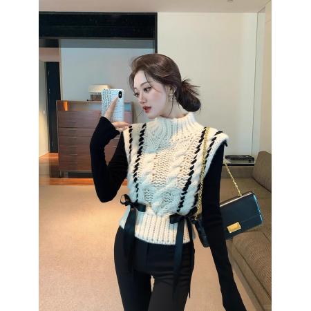 FA51546# 马甲新款今年流行巨好看高端气质小香风秋冬叠穿白色针织背心 服裝批發女裝批發服飾貨源