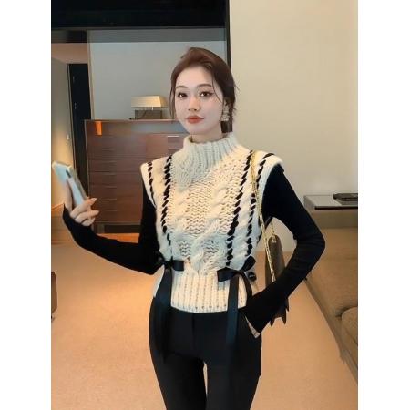 FA51546# 马甲新款今年流行巨好看高端气质小香风秋冬叠穿白色针织背心 服裝批發女裝批發服飾貨源