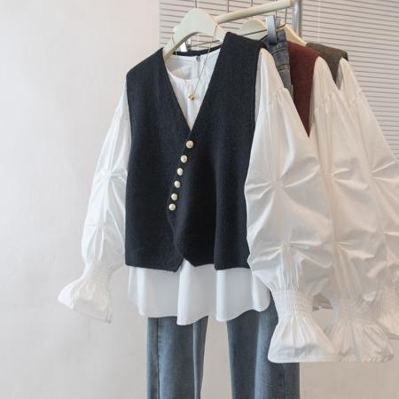 FA51548# 大码女装新款高级设计氛围感宽松显瘦百搭马甲衬衫 服裝批發女裝批發服飾貨源