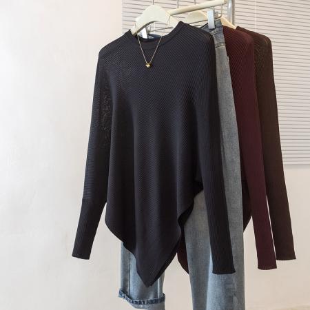 FA51549# 大码女装早春新款设计感宽松百搭氛围感时尚圆领针织衫 服裝批發女裝批發服飾貨源