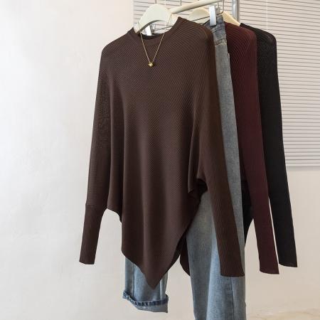 FA51549# 大码女装早春新款设计感宽松百搭氛围感时尚圆领针织衫 服裝批發女裝批發服飾貨源