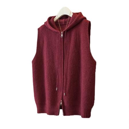 FA51550# 大码女装冬季新款复古风宽松型百搭修身显瘦拉链设计连帽马甲 服裝批發女裝批發服飾貨源