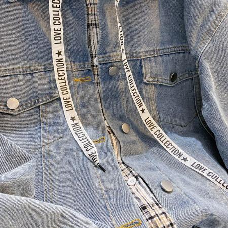 FA51554# 秋冬新款慵懒风设计感假两件连帽牛仔外套女 服裝批發女裝批發服飾貨源