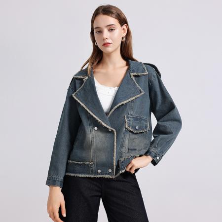 FA51562# 奶系温柔设计感减龄小香风港味牛仔上衣外套 服裝批發女裝批發服飾貨源