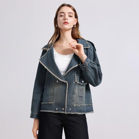 FA51562# 奶系温柔设计感减龄小香风港味牛仔上衣外套 服裝批發女裝批發服飾貨源